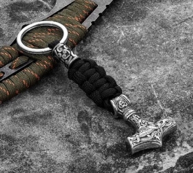 Schlüsselanhänger - Thors Hammer - Paracord - 12cm - schwarz/silber Schlüsselanhänger - Thors Hammer - Paracord - 12cm - schwarz/silber