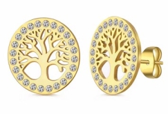Ohrstecker - Lebenbaum mit Glitzer - goldfarbe Ohrstecker - Lebenbaum mit Glitzer - goldfarbe