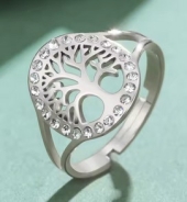 Ring - Lebensbaum mit Glitzersteinen - silber Optik Ring - Lebensbaum mit Glitzersteinen - silber Optik