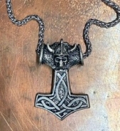 Halskette - Thors Hammer - mit Skullhead - groß - mit Kette +++EINZELSTÜCK+++ Halskette - Thors Hammer - mit Skullhead - groß - mit Kette +++EINZELSTÜCK+++