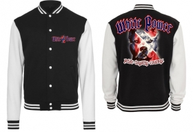 College Jacke - schwarz/weiß - White Power - Dog Face - Südstaaten College Jacke - schwarz/weiß - White Power - Dog Face - Südstaaten