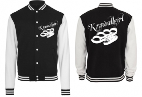 Frauen College Jacke - schwarz/weiß - Krawallgirl - weiß Frauen College Jacke - schwarz/weiß - Krawallgirl - weiß