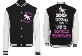 Frauen College Jacke - schwarz/weiß - Aryan Unicorn - Motiv 3 Frauen College Jacke - schwarz/weiß - Aryan Unicorn - Motiv 3
