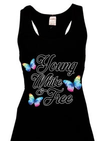 Frauen Top - young,white & free - schwarz - weiß Frauen Top - young,white & free - schwarz - weiß