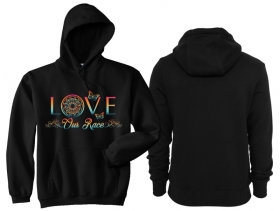 Frauen - Kapuzenpullover - Love our Race - schwarz/bunt - Motiv1 Frauen - Kapuzenpullover - Love our Race - schwarz/bunt - Motiv1