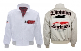 Harrington Jacke - bedruckt - weiß - Division Sachsen Harrington Jacke - bedruckt - weiß - Division Sachsen