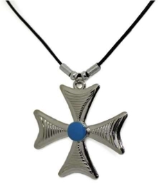 Halskette - Eisernes Kreuz - Frau - mit blauem Stein Halskette - Eisernes Kreuz - Frau - mit blauem Stein